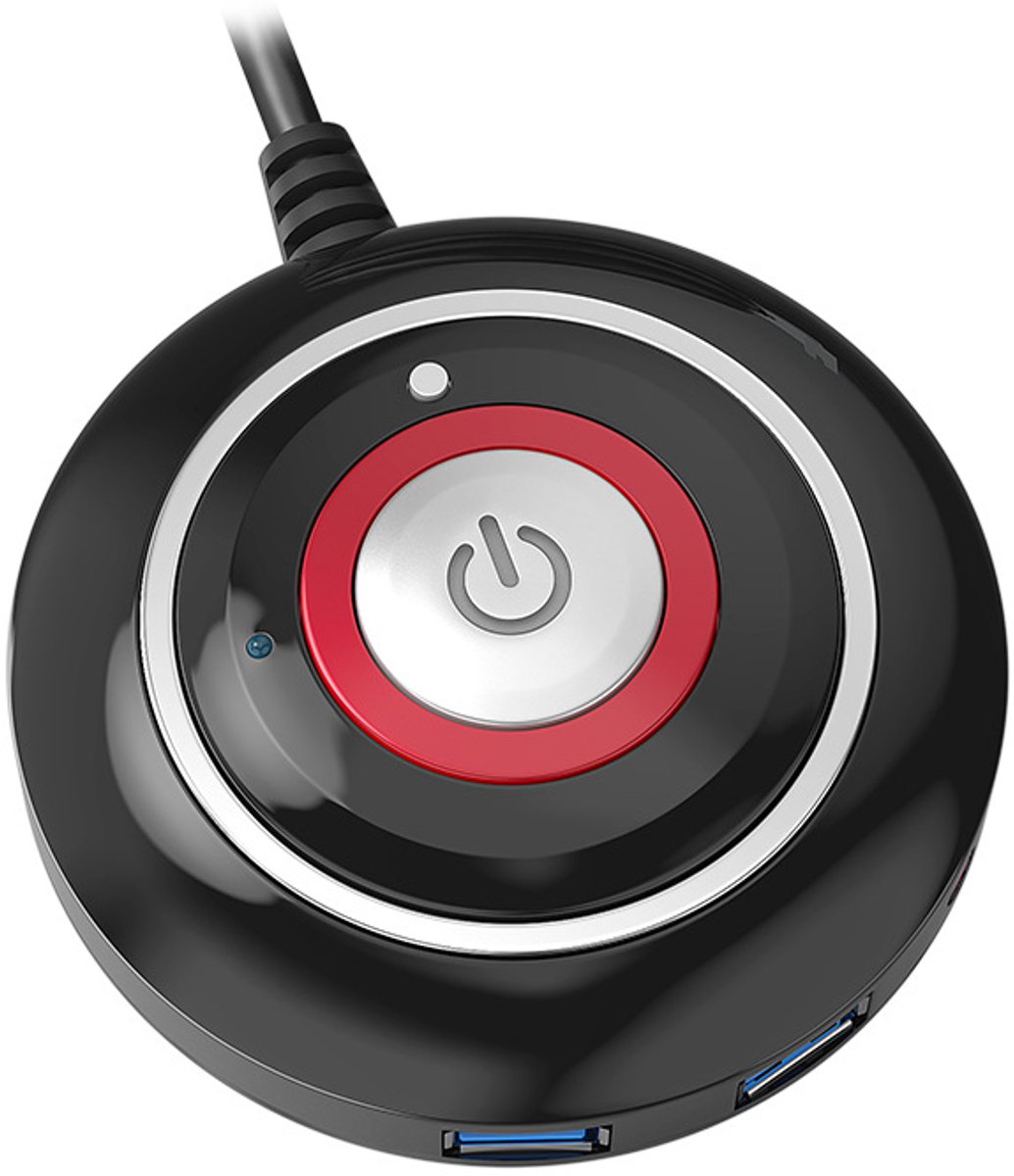 Assortix Externe PC Power Button – Moederbord Aan/Uit Schakelaar met 2× USB-A & Audio – Desktop & HTPC – Plug & Play