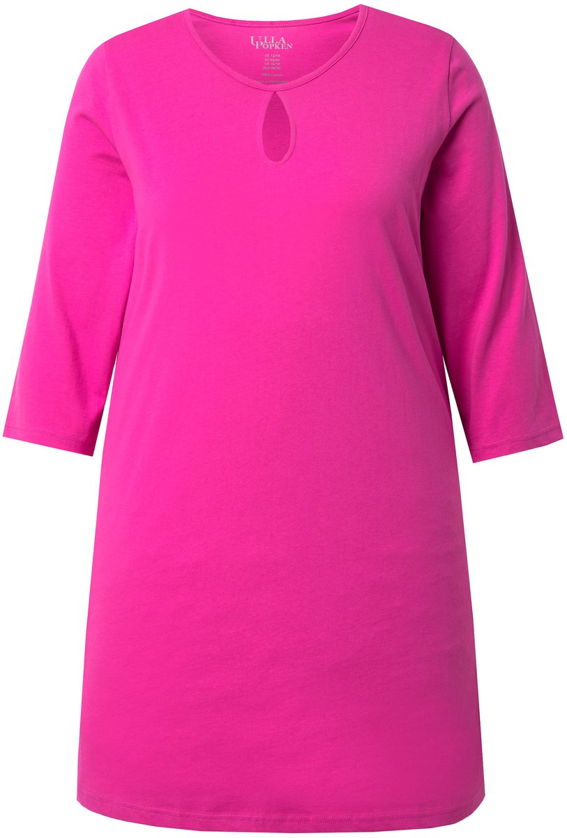 Ulla Popken - Dames - Longshirt A-lijn ronde hals 3/4-mouwen - Licht fuchsia - Maat 66+