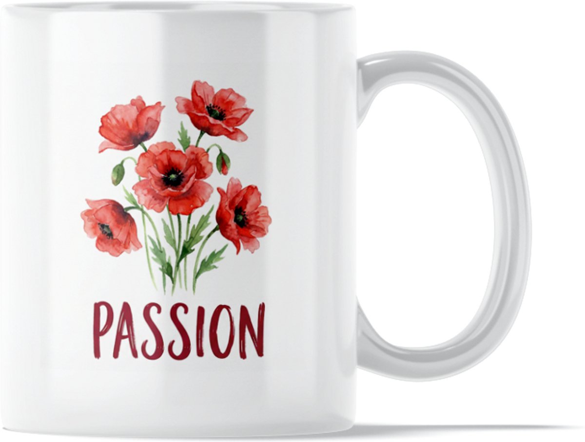 "Aquarel Series" Mok: Passion Poppies - Hartstochtelijke Waterverf Mok Rode Klaprozen - Positieve Herinnering Ode aan de Liefde & Schoonheid - Passiebloem Bloem Natuur Symbool van Herinnering - Bloemen Cadeau voor Vriend Vrouw of Collega