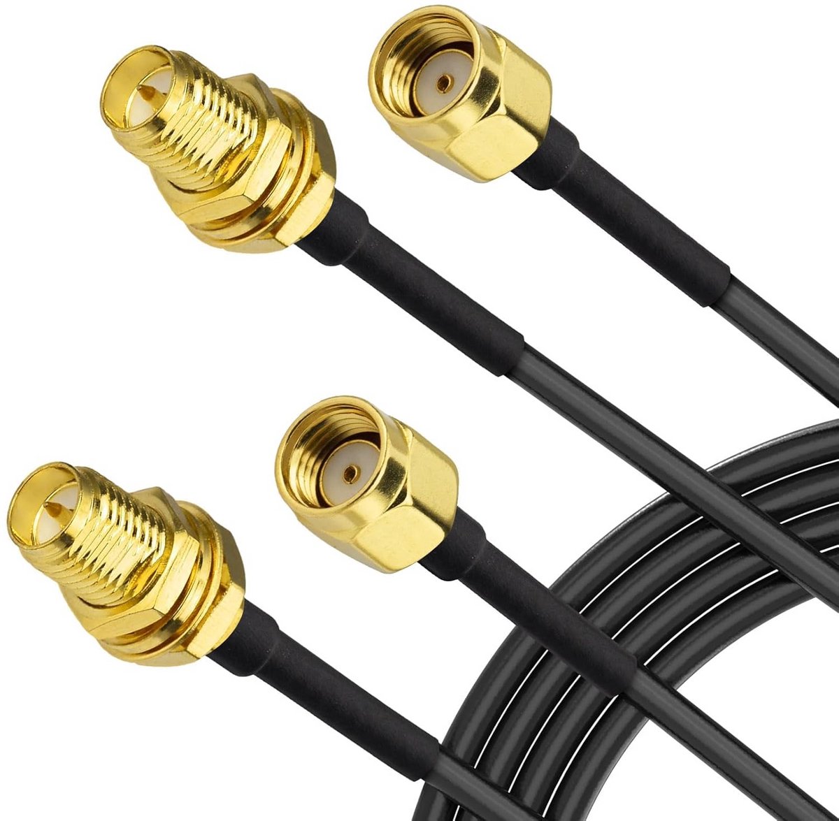 2x RP-SMA Verlengkabels voor WiFi Antenne & Netwerkapparatuur - 2 Meter RG174 Kabel