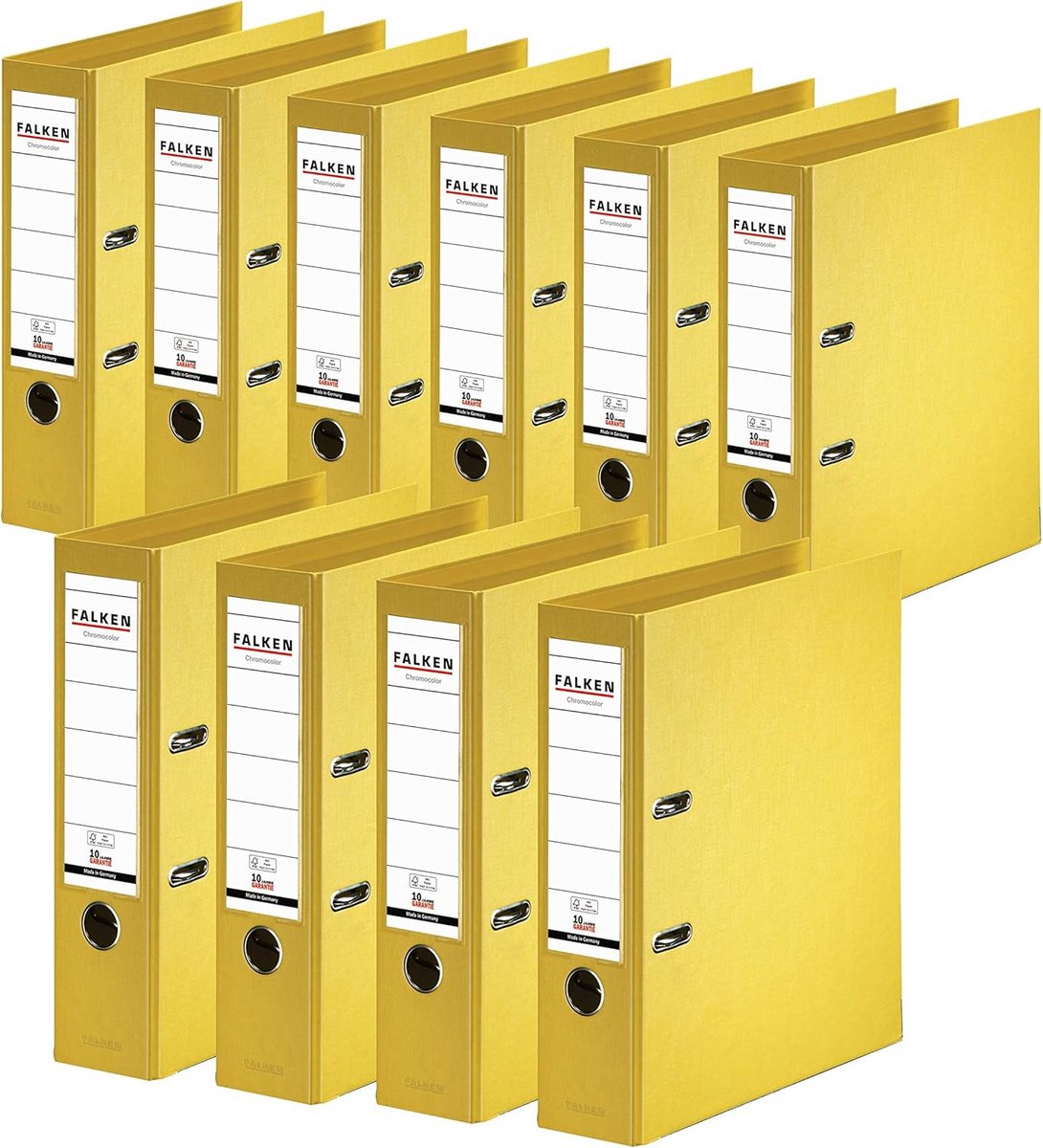 10x Premium Ordner A4 8 cm Breed Geel - Robuuste Ringbandmap van Kunststof