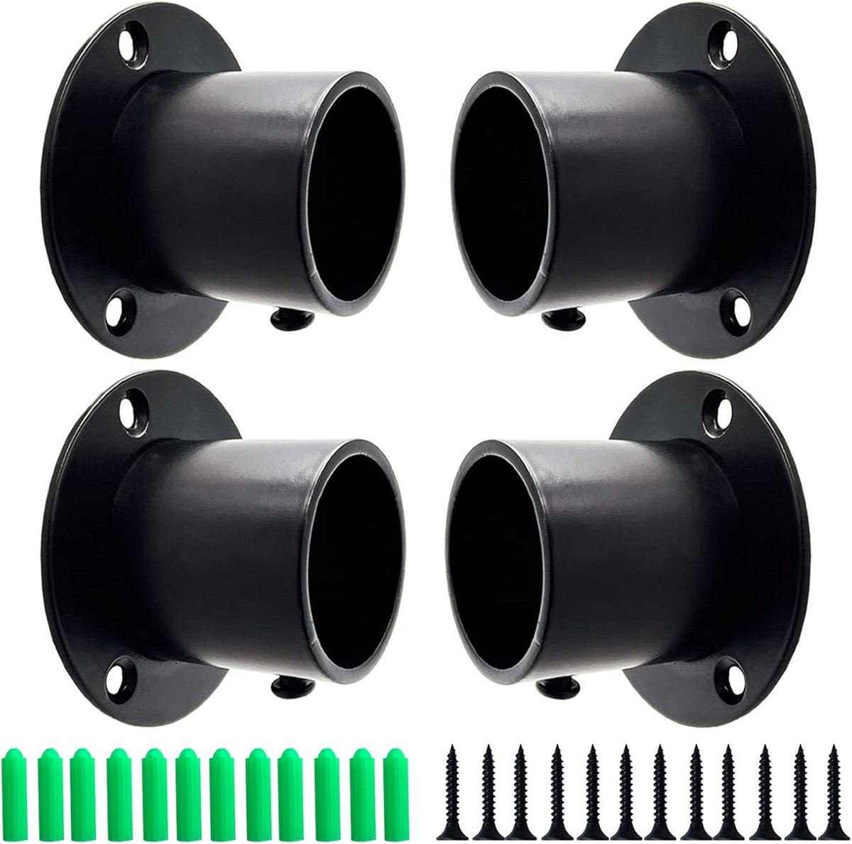 Zware Kaststanghouders RVS Zwart met Bevestigingsschroeven (4 Stuks)