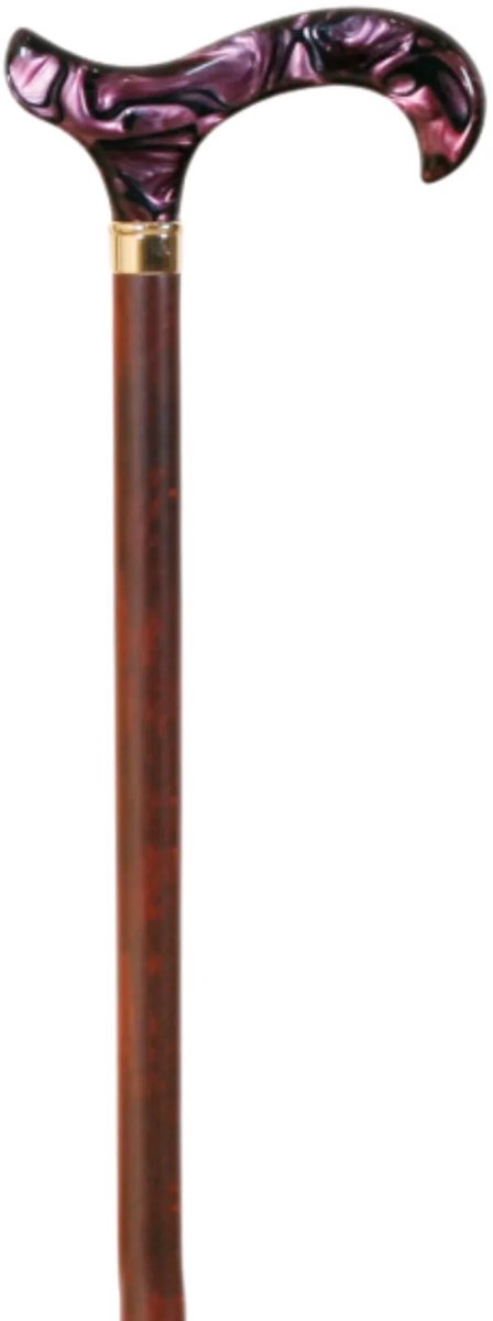 Garcia 1880 Wandelstok beukenhout - Acryl rood handvat - 92 cm lang - Derby handvat - 300 gram - Wandelstok voor dames en heren - Wandelstok hout