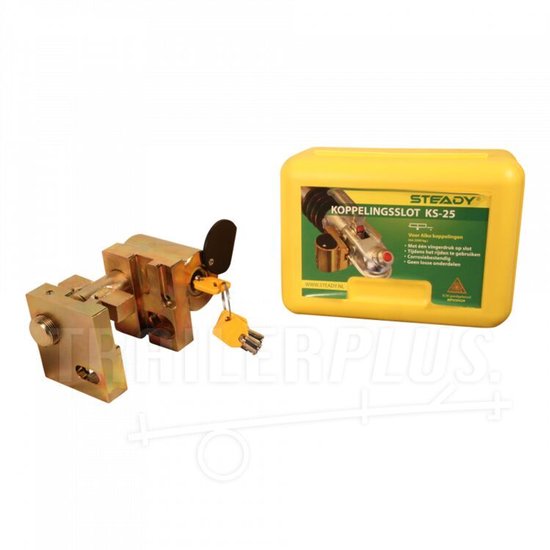 Koppelingsslot KS-25 in verpakking, met instructies.