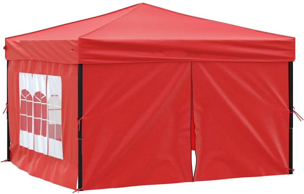 Opvouwbare Partytent met Zijwanden 3x3m Rood - Tuinpaviljoen voor Feestjes