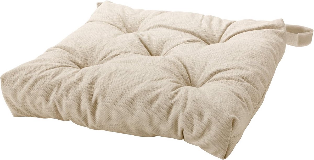 Comfortabel Stoelkussen Rechthoekig Lichtbeige - Dikke Vulling & Wasbaar