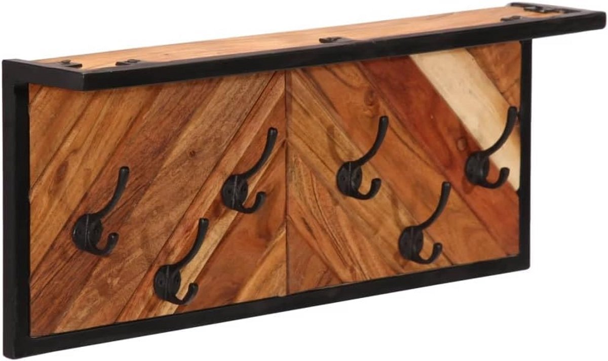 Houten Wandkapstok met 6 Haken en Plank
