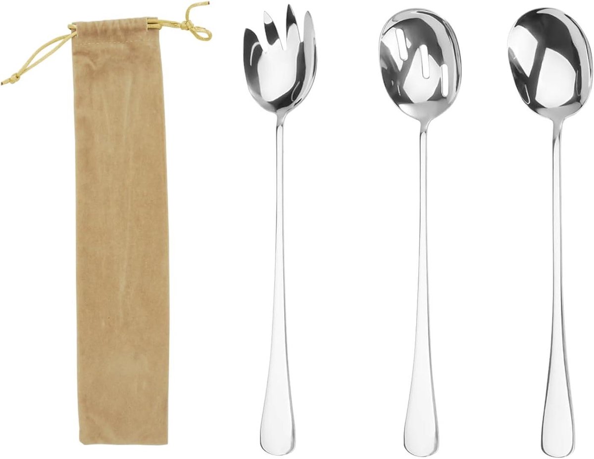 Slabestek set van 3 stuks roestvrij staal voor salade, camping en reizen