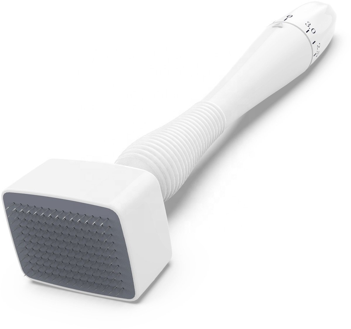 Derma Stamp - Beter dan Derma roller - Verstelbaar van 0,3MM tot 3MM - Geschikt voor microneedling – Baardgroei – Haargroei - Gezichtverzorging - Wit - LOUZIR
