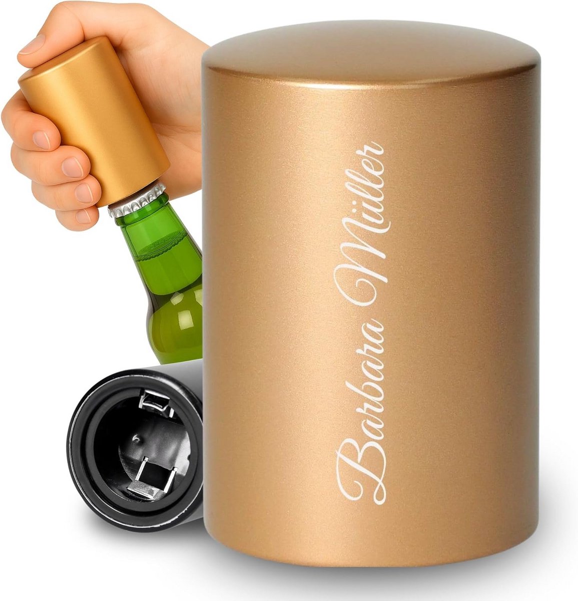 Gepersonaliseerde Flesopener Aluminium Push & Pull met Naam Gravure | Uniek Cadeau