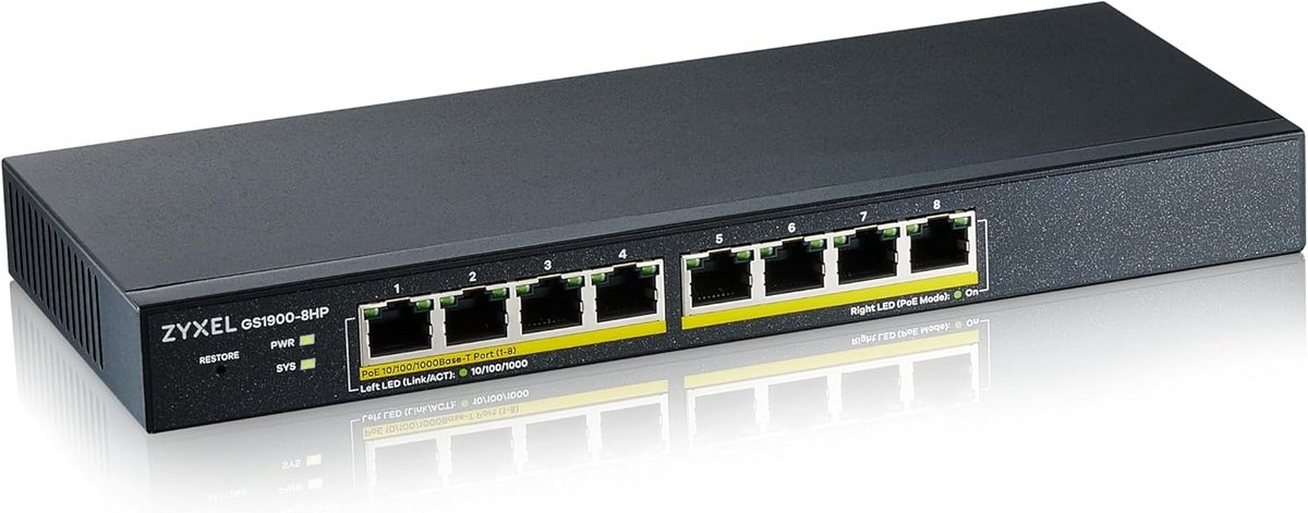 8-Poorts Gigabit Smart Managed PoE Switch met Essentiële Functies