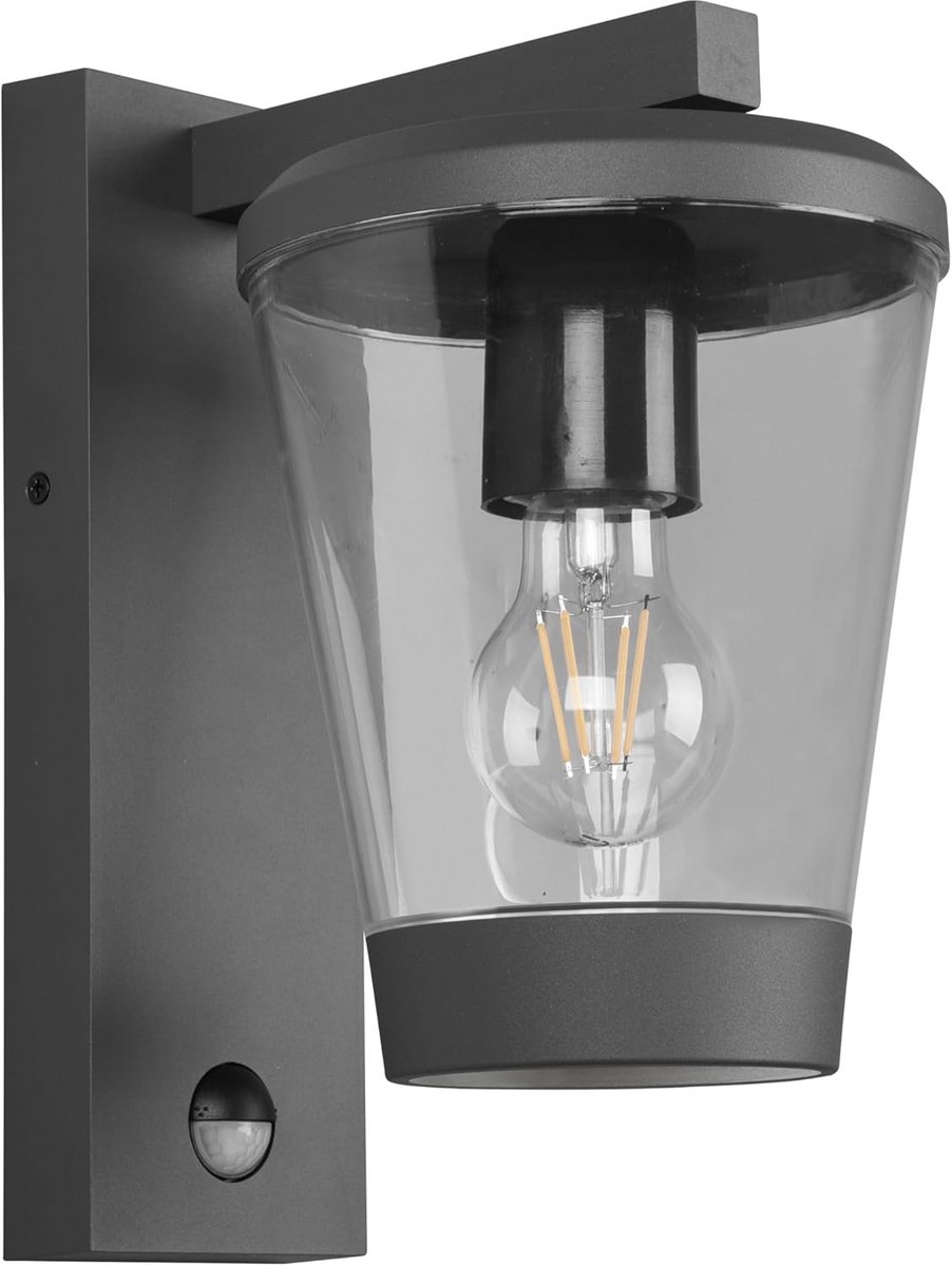 Buitenwandlamp met Bewegingssensor - Antraciet - Weerbestendig - E27 Fitting