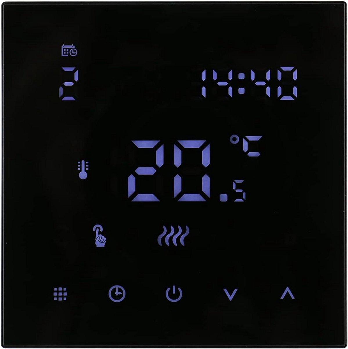 Programmeerbare digitale thermostaat voor vloerverwarming met wekelijks schema en LCD touchscreen