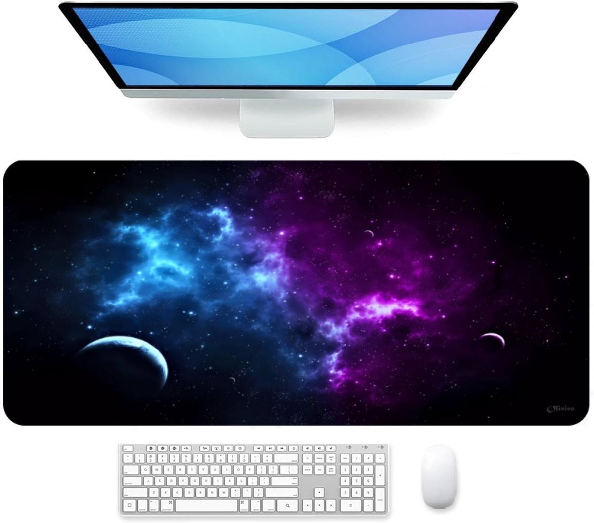 Bol.com Olivivo® Muismat Melkweg - Gaming Mousepad XXL - Onderlegger - Grote Muismat - 90x40 CM - Bureaulegger - Toetsenbord - A... aanbieding