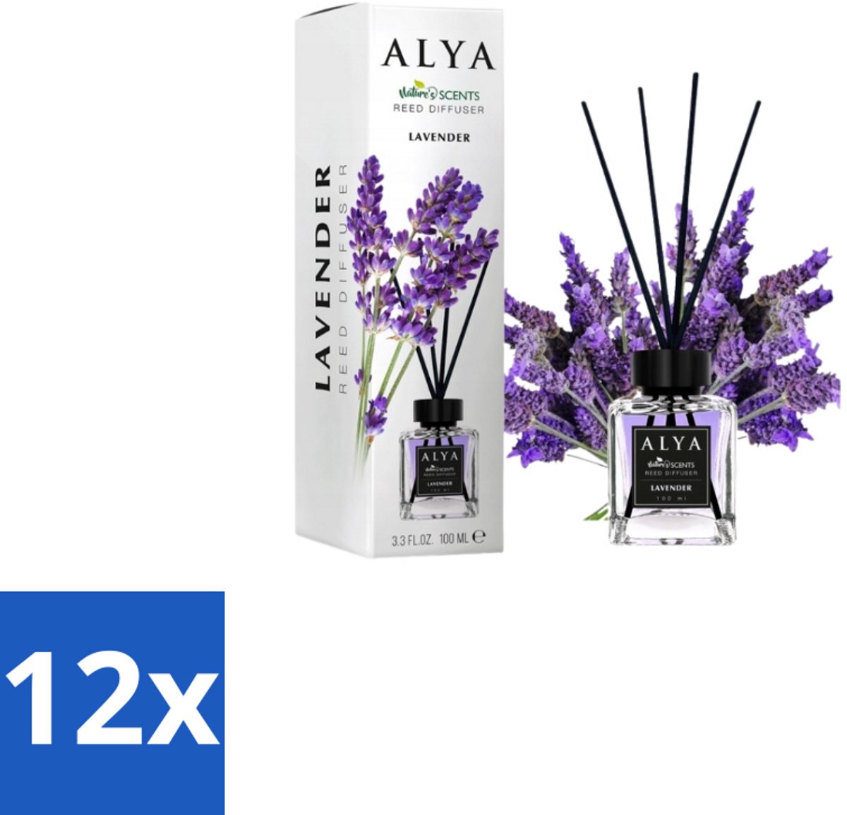 Alya – Reed Diffuser – Lavender – Interieurparfum - Voordeelverpakking - 12 stuks