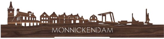 Standing Skyline Monnickendam Notenhout - 60 cm - Woondecoratie design - Decoratie om neer te zetten en om op te hangen - Meer steden beschikbaar - Cadeau voor hem - Cadeau voor haar - Jubileum - Verjaardag - Housewarming - Interieur -