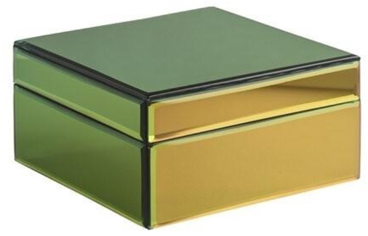 Iriserend Sieradendoosje Groen – Glazen Jewelry Box 16,5 cm – Opbergdoos voor Sieraden – GiftCompany