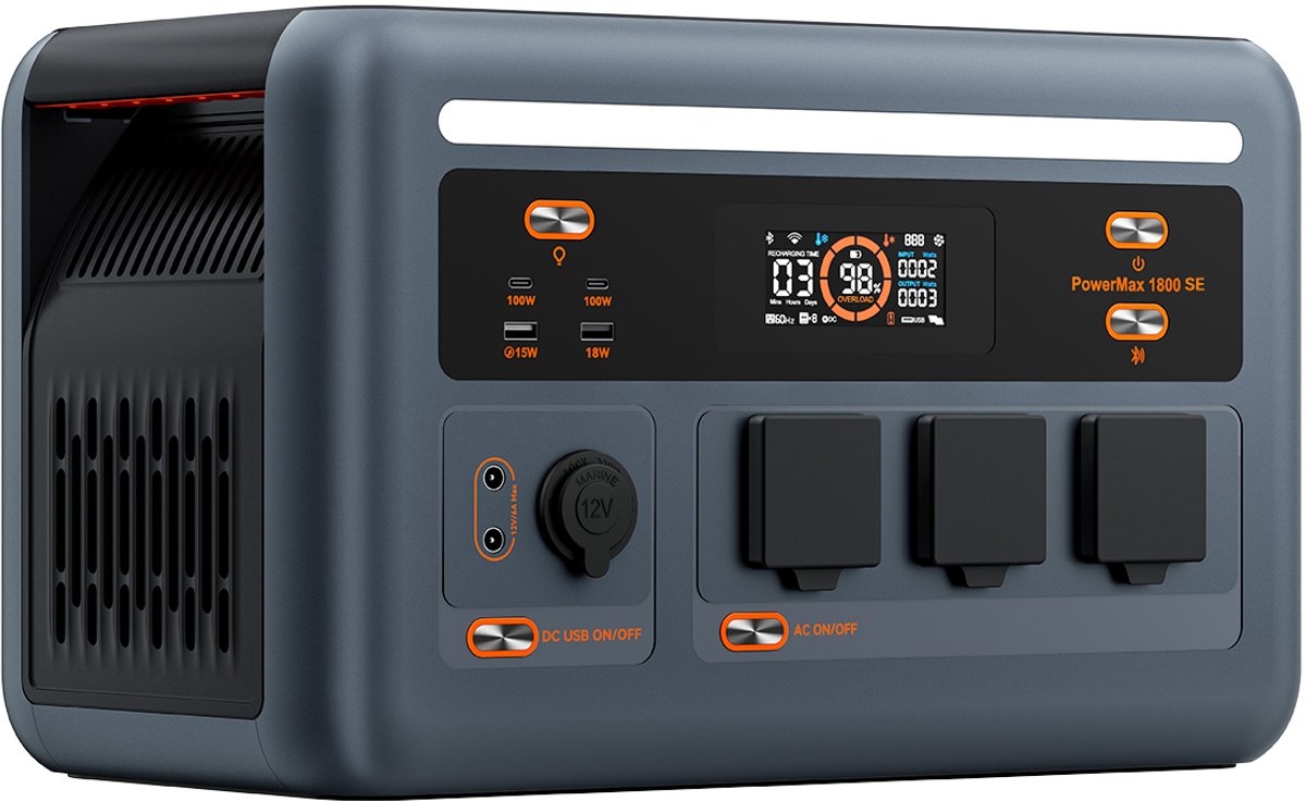 OSCAL 1800SE Stroomgenerator - Draagbaar energiecentrum - 1024 Wh LiFePO4-accu - 1800 W zonnegenerator