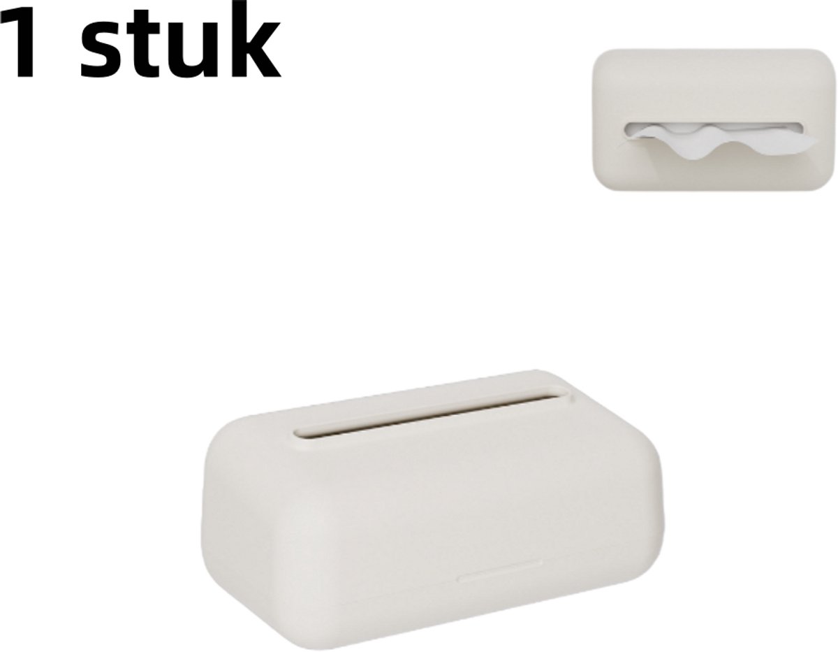 1 stuk - Tissuebox - Afgeronde hoeken - Ingebouwde veer - Geschikt voor gebruik in de auto, thuis en op de salontafel in de woonkamer - Eenvoudige opbergdoos - Beige