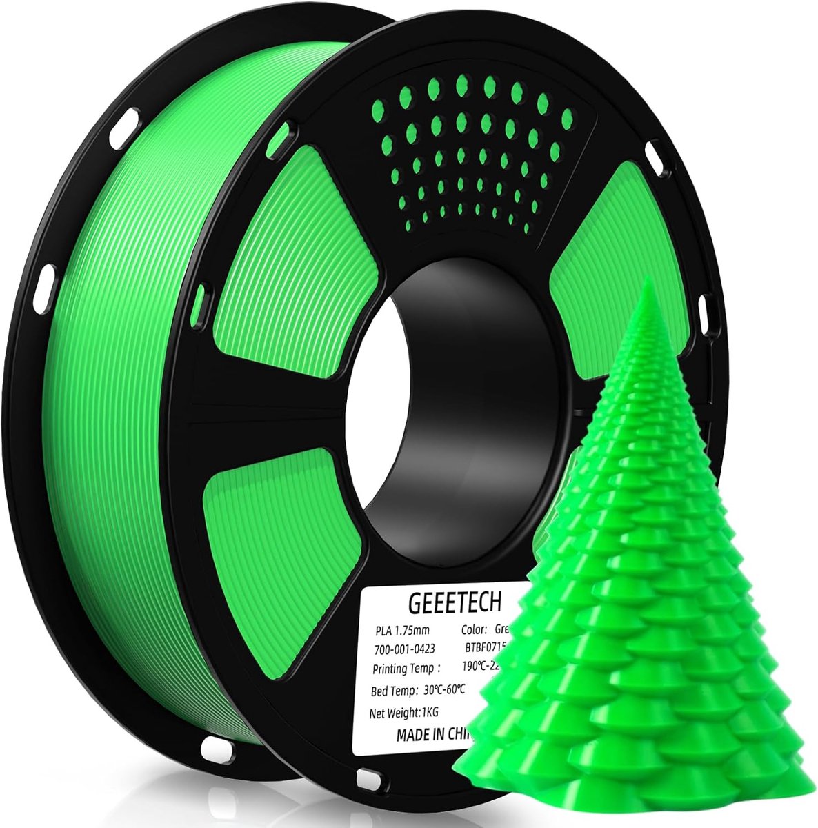 3D Printer Filament - PLA Draad - 3D Modellen Maken - Maatnauwkeurigheid +/- 0.02mm - 1kg Spoel - Groen