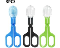 3 stuks-Voerclips voor reptielen - spinnenclips - uitwerpselschepjes - clips voor levende dieren - dierenbenodigdheden - geschikt voor schildpadden, hagedissen, kikkers, spinnen en andere kleine dieren - blauw - zwart - groen - 18,5*6,8 cm