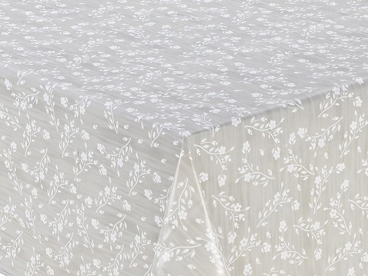 Rechthoekig PVC Tafelkleed 140x240 cm Lichtgrijs - Afneembaar Huishoudelijk Tafelkleed