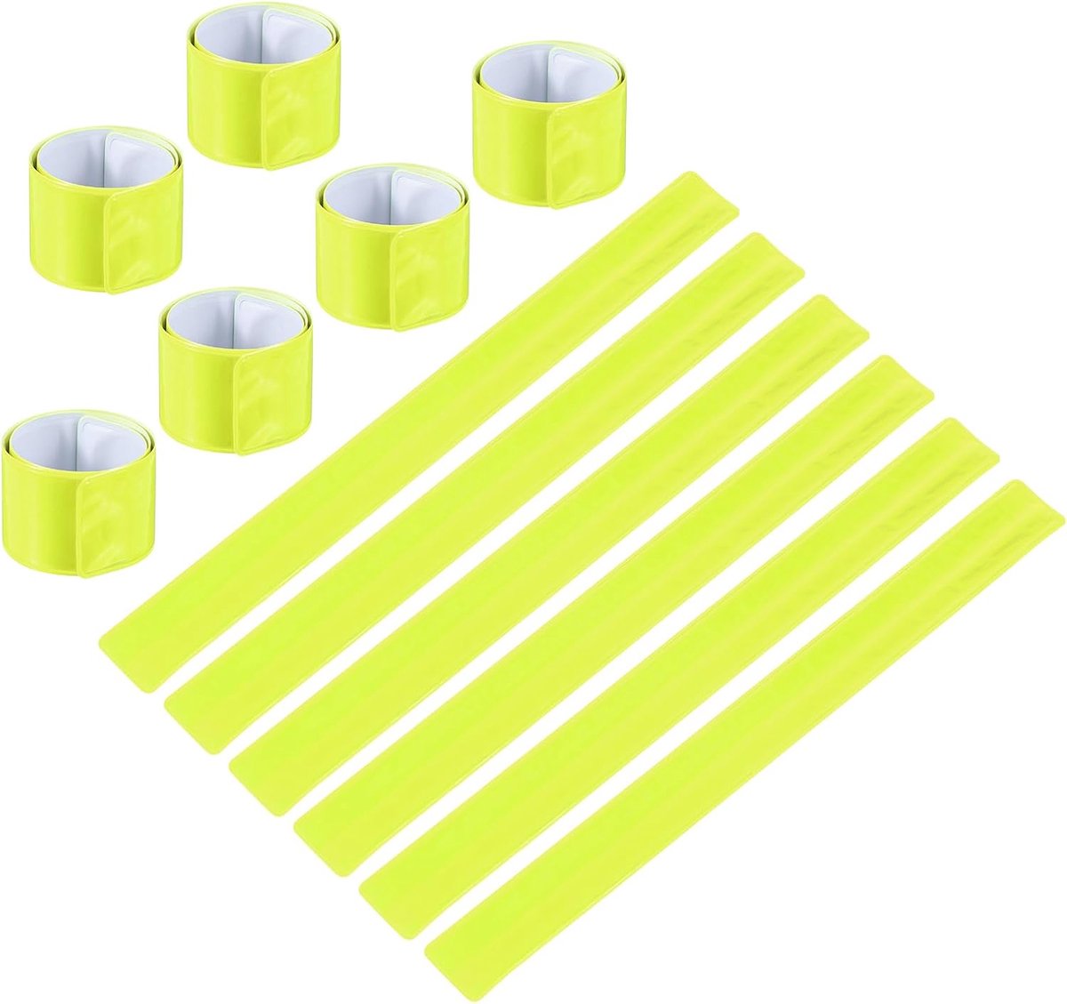 Reflecterende Klapbanden - Veiligheidsstrips Armbanden - Nachtelijke Activiteiten - Automatisch oprollend - 30 x 3 cm - Fluorescerend Geel