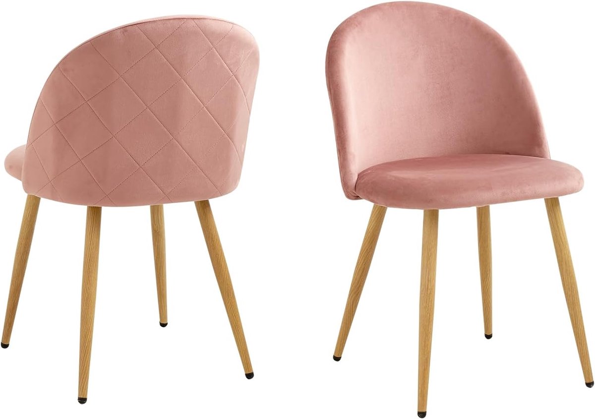 Eetkamerstoelen Set - Stoelen Woonkamer - Comfortabel Zitten - Metalen Poten - 44 x 47 x 8
