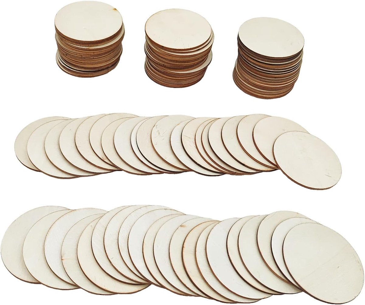 100 stuks houten cirkels 7 cm - onafgewerkte rondhouten schijven 2 mm dik voor creatief en decoratief houtbewerken