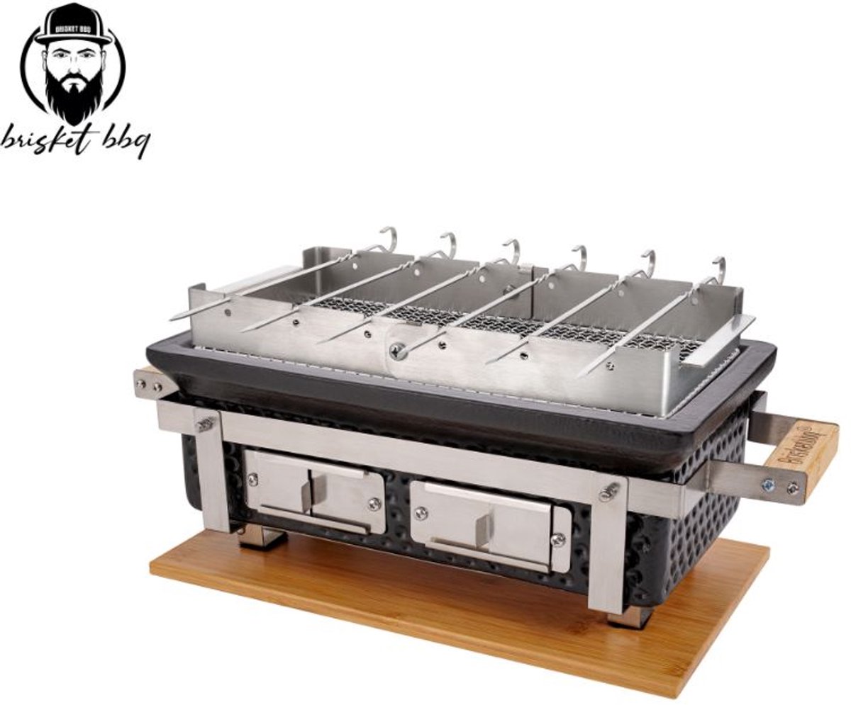 Brisket BBQ® Shichirin- Tafelgrill - Table Grill - Hibachi- Barbecue - Keramische Grill - Rechthoekige keramische BBQ