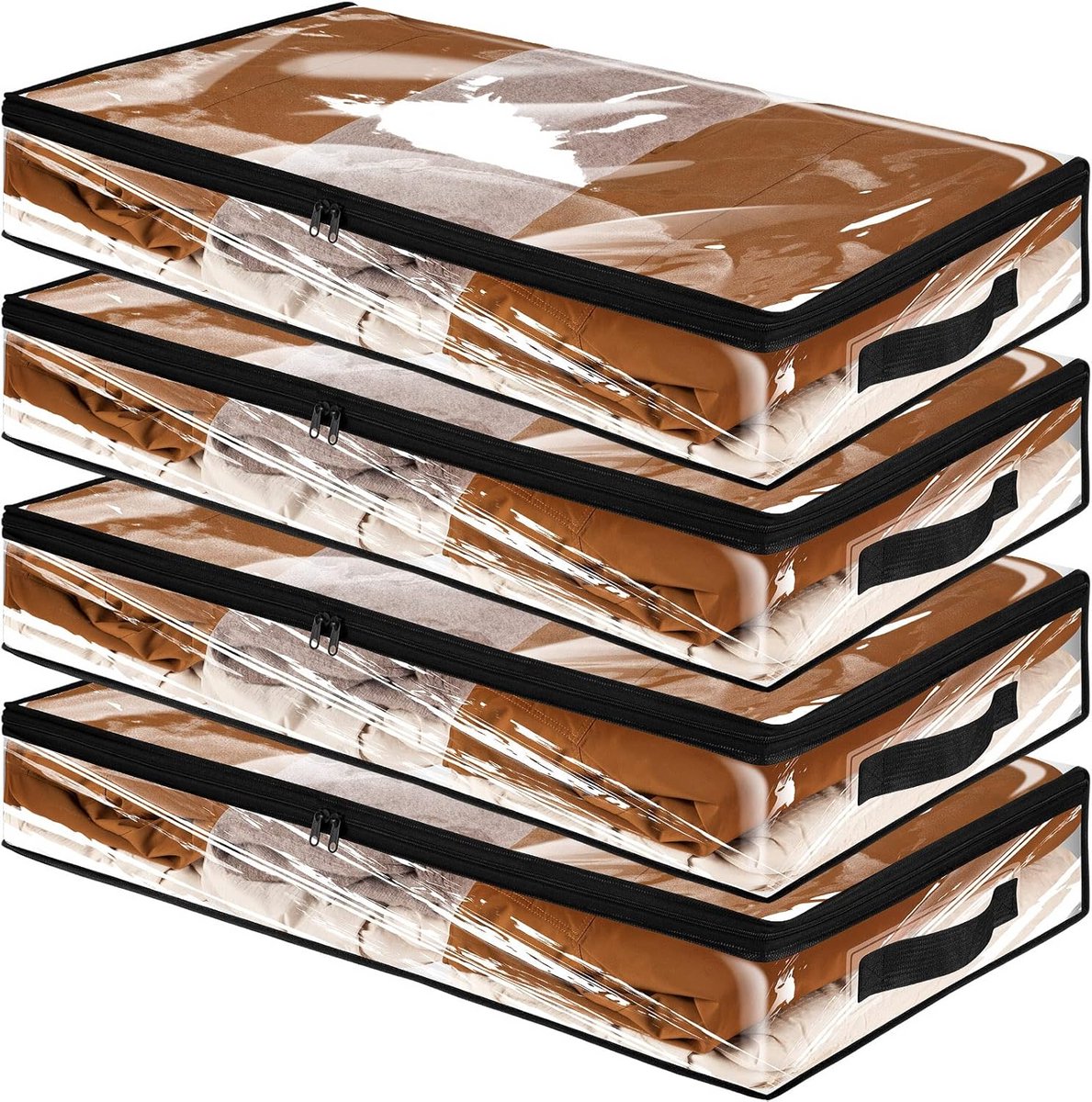 4 Transparante Opvouwbare Opbergdozen voor Onder het Bed met Deksel