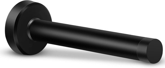 Moderne, zwarte deurstopper, 150 mm lang, met een platte achterkant.