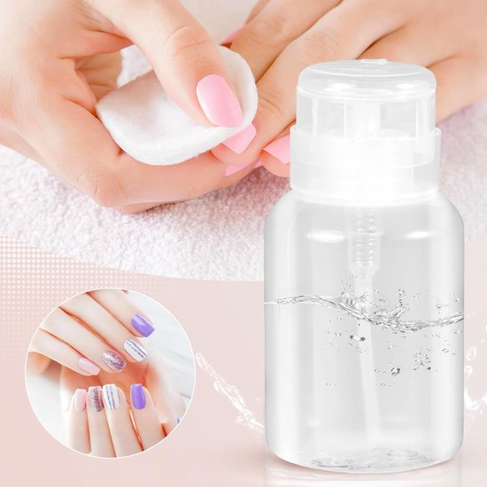 3 Stuks - Nagellak Remover Pomp Dispenser - 200 ml Push Down Fles - Lege Navulbare Container voor Aceton & Alcohol - Lekvrij & Reisvriendelijk - Nail Art Tool Set - Transparant van Merkloos — afbeelding 3