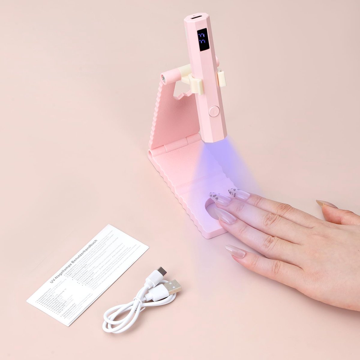 Namajunas - Mini Nagellamp - UV-lamp voor Gelnagels - Met Standaard - Oplaadbaar - Draagbare Nagellamp - LED Nagellamp - 2 Timerstanden Nageldroger - Nagel lamp - DIY-nagels - Nagelstyling — cadeau in Verzorging - foto 7