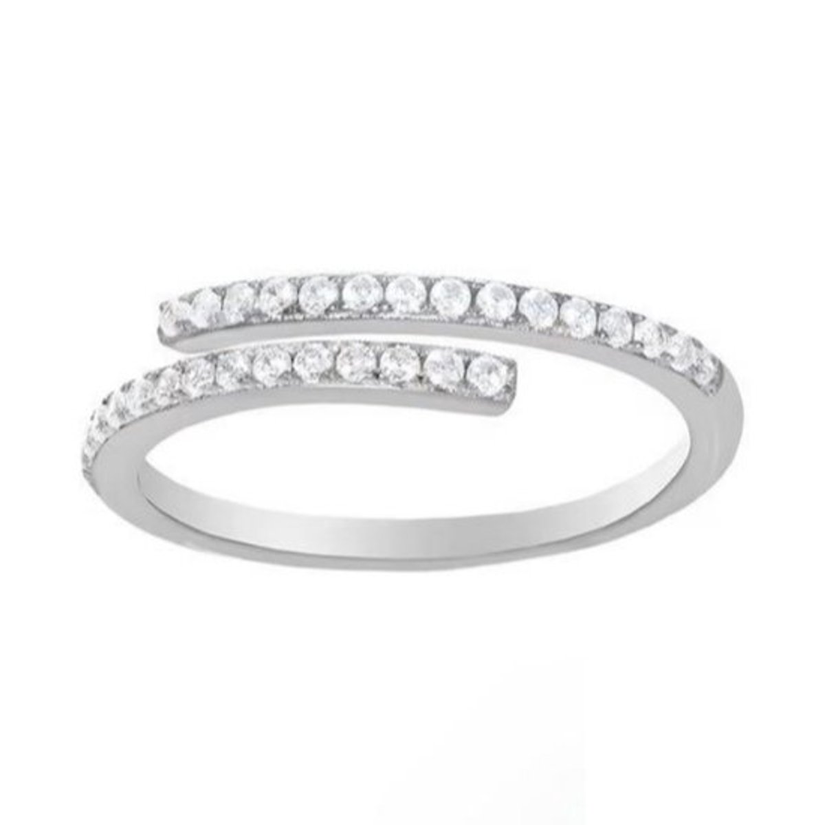 Luxe Dames Open Ring 925 Zilver – Witte Zirkonia – Verstelbaar – Inclusief Cadeauverpakking – Matthew Studio®