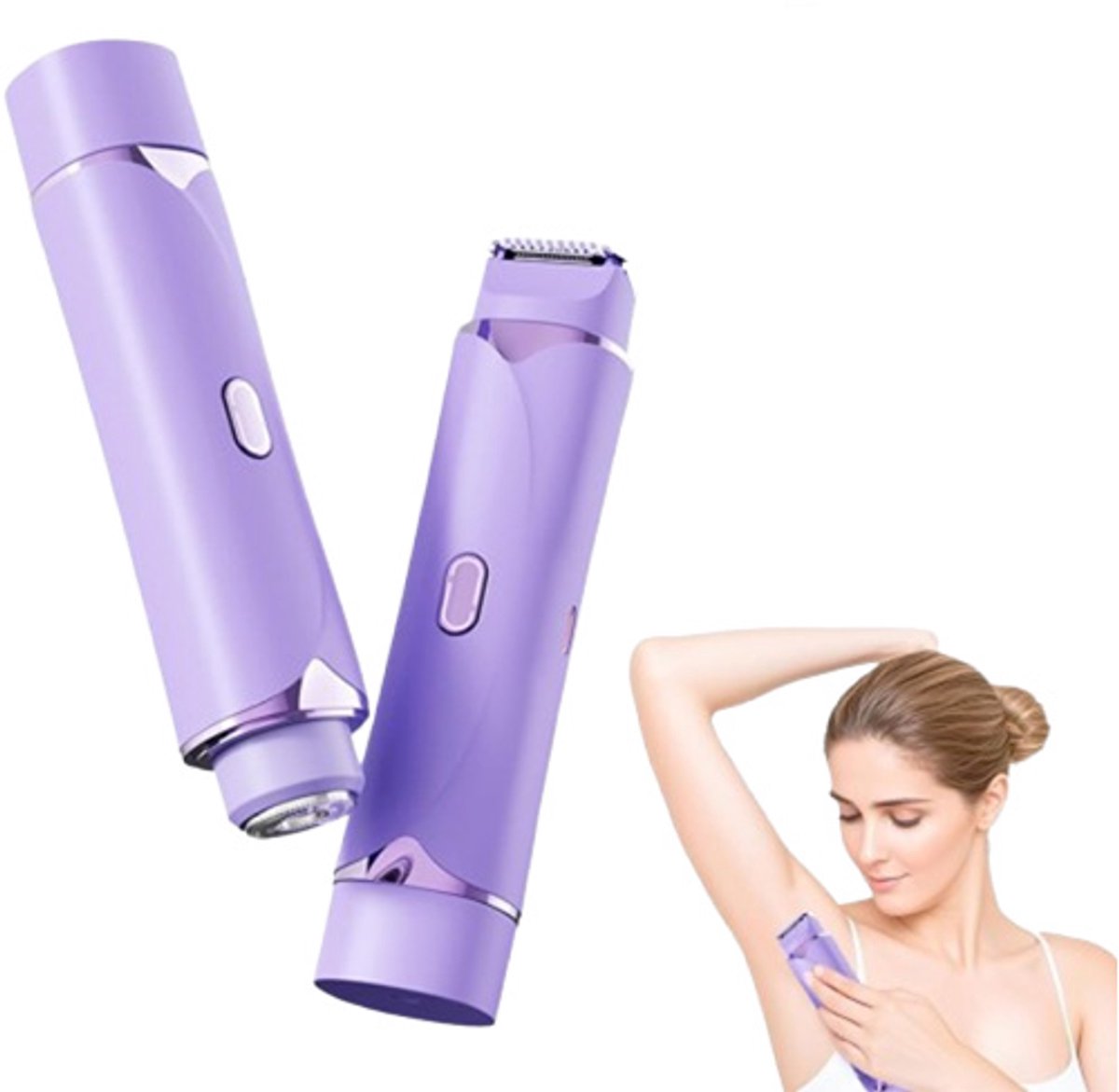 Ladyshave - Ladyshaves voor vrouwen - ladyshave oplaadbaar - Oplaadbare bikinitrimmer - Te gebruiken met dubbele scheerkoppen - Scheerapparaat voor oksels, lichaam en benen - Paars