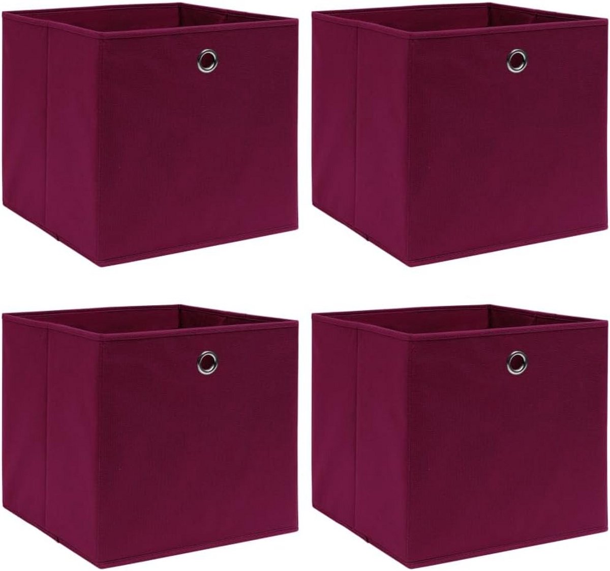 Set van 4 opbergboxen textiel donkerrood 32x32x32 cm inklapbaar