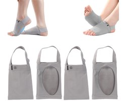2 paar - Steunkousen met voetboogondersteuning - Steunmouwen voor de voetboog - Voetkussentjes - Ademend - Grijs - One size - voor platvoeten en verlichting van pijn door plantaire fasciitis