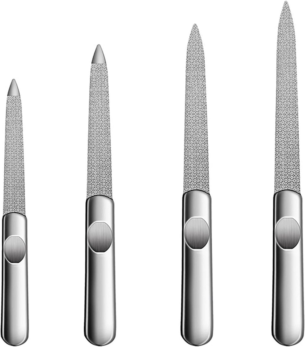 Set van 4 Professionele Roestvrijstalen Nagelsvijlen - Inclusief Antislip Handvat - Manicure & Pedicure