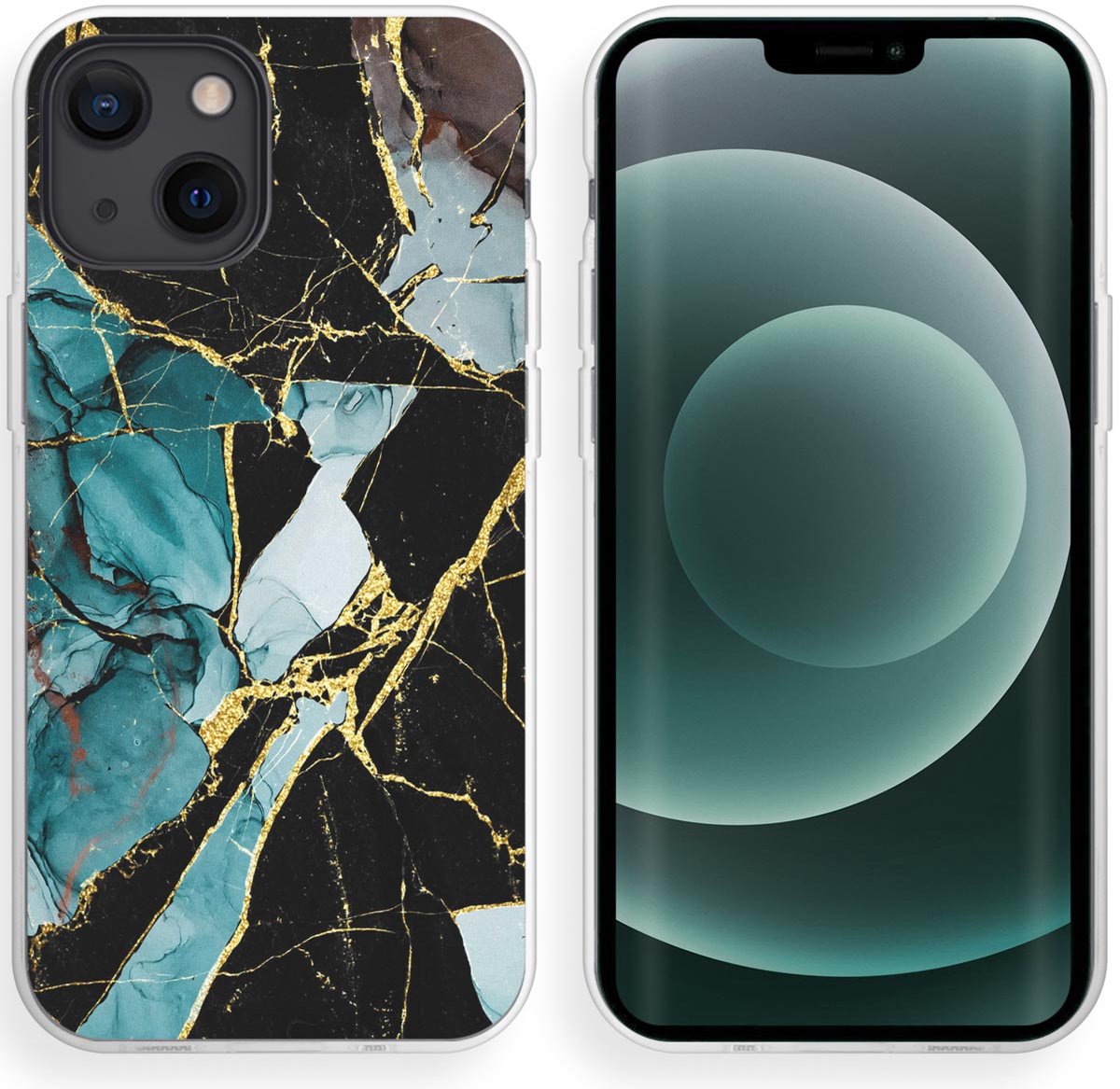 imoshion Hoesje - Geschikt voor Apple iPhone 13 Mini - Design hoesje - Shattered Blue Marble