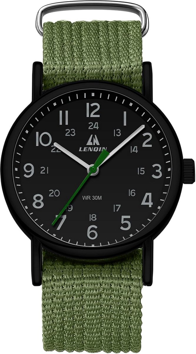 Mannelijk analoog horloge waterdicht met nylon band