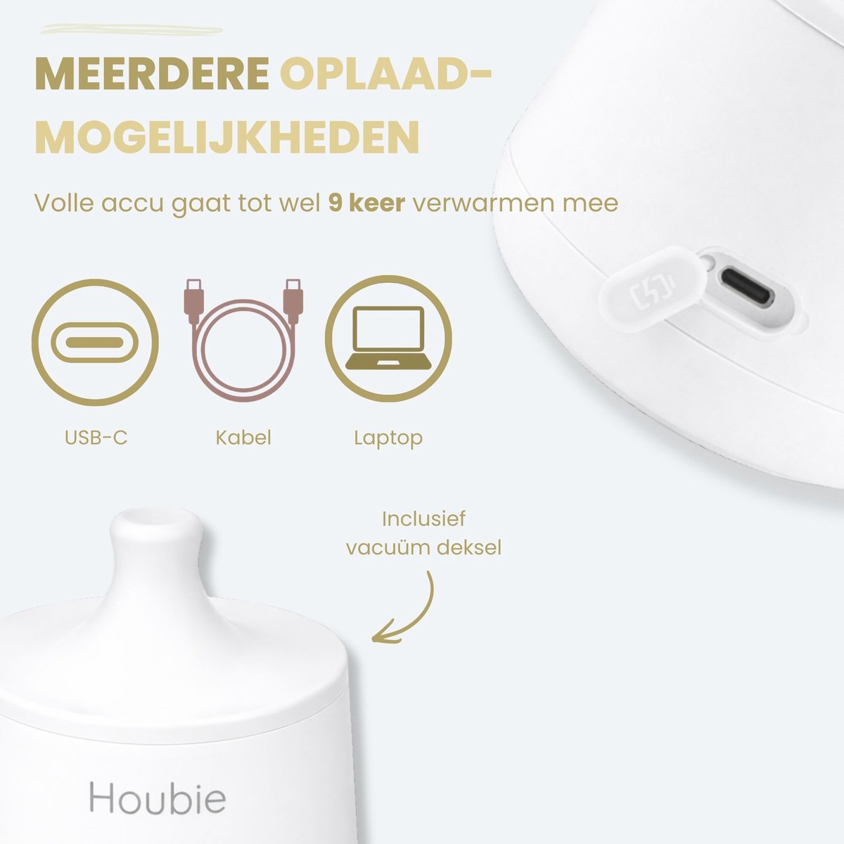 HOUBIE Baby PRO draagbare flessenwarmer 9000 mAh thumbnail 5