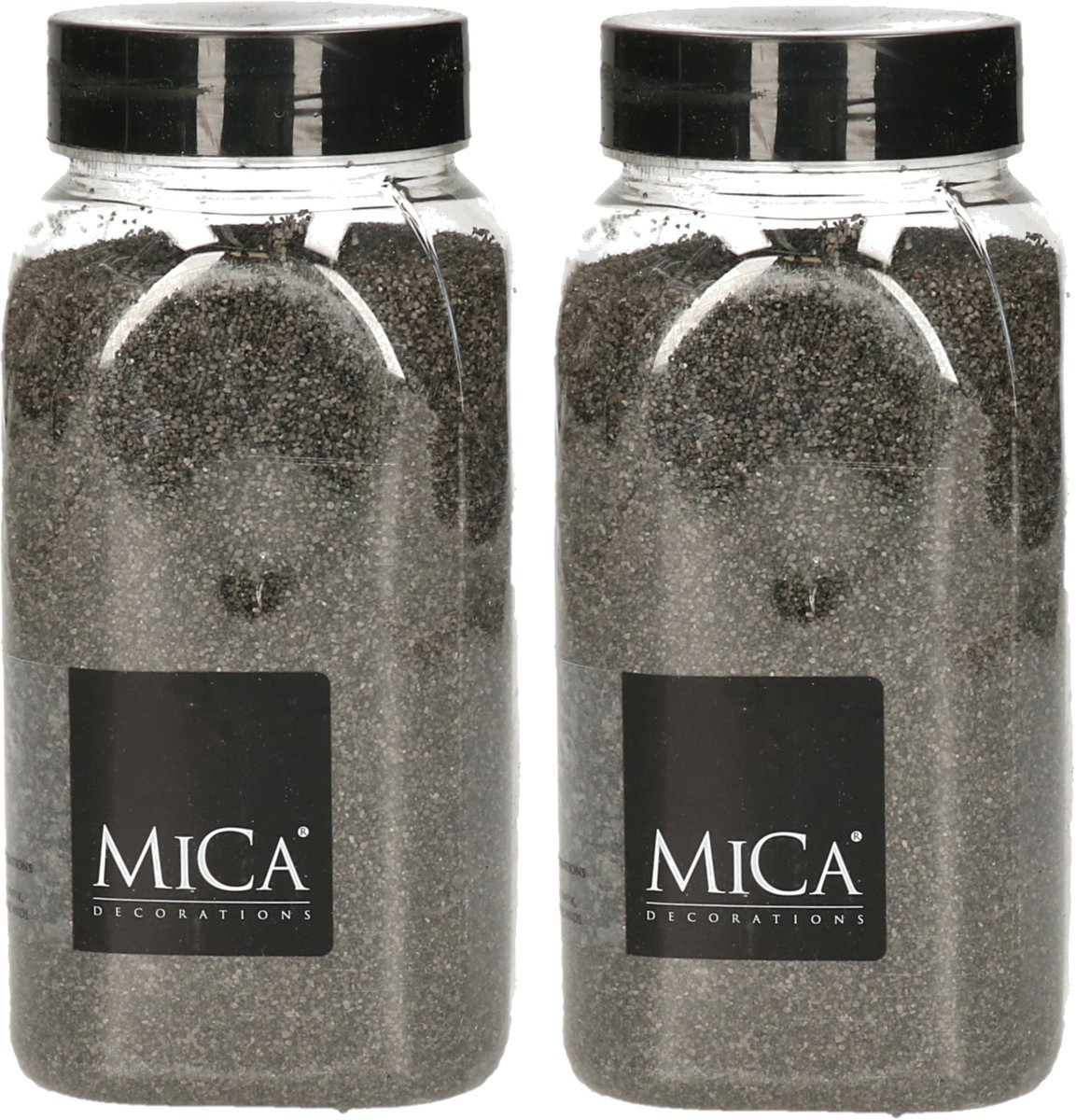 Mica Decorations decoratie zand - 2x - 650ml - donkergrijs - hobby zandkorrels - sierzand - voor windlichten