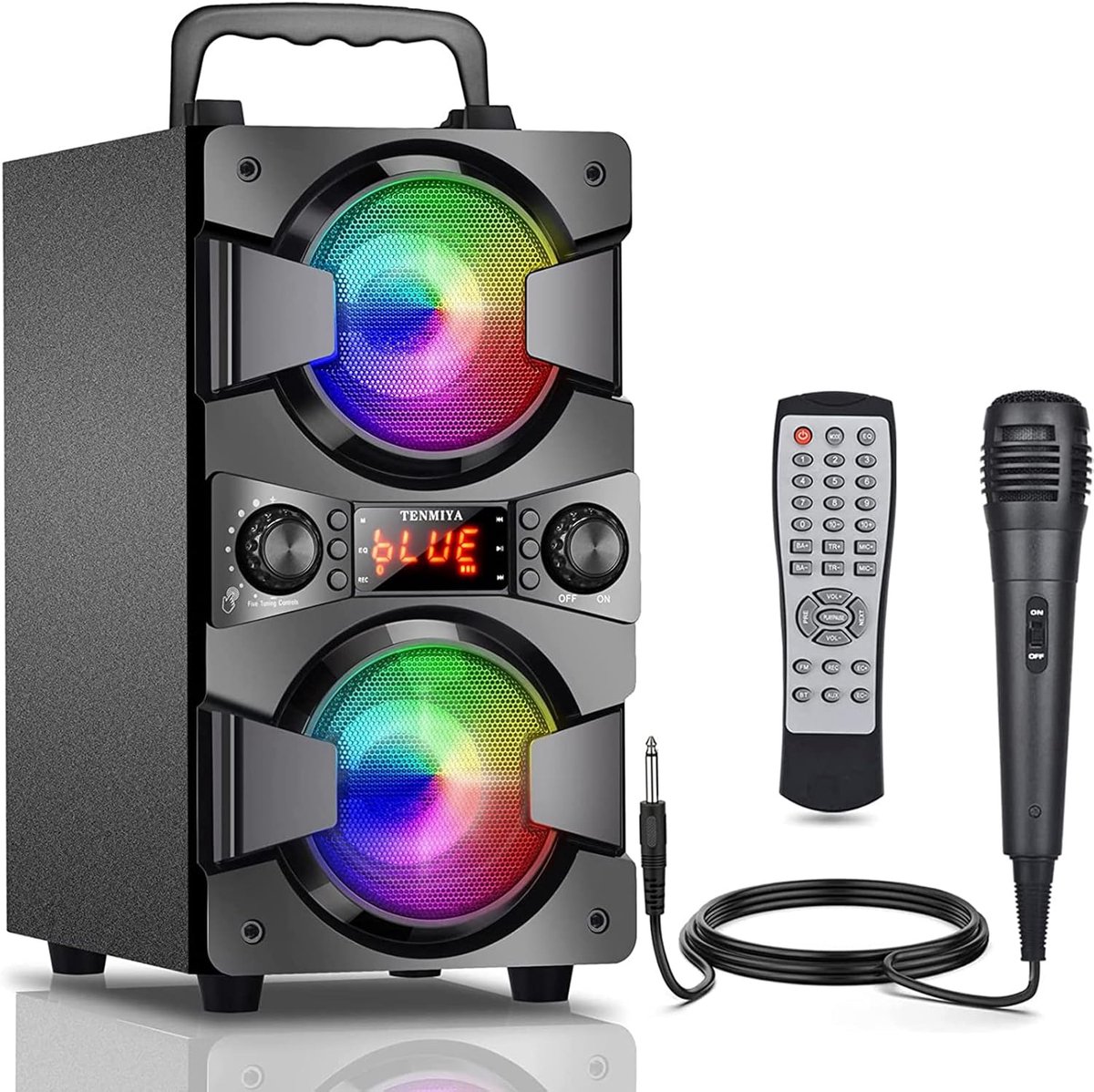 Draagbare Bluetooth Speaker 60W met Karaoke Microfoon en Kleurrijke Verlichting