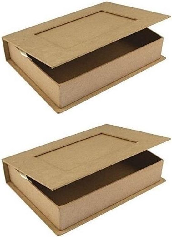 gelijktijdig doos Decimale 2x Papier mache doosje boek 16 cm - knutselen - Hobby artikel | bol.com