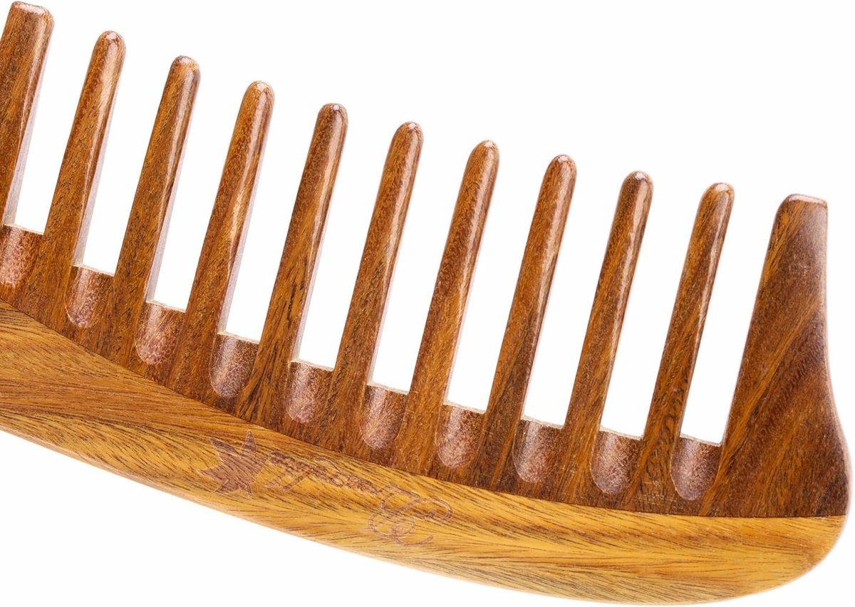 Natuurlijke houten kam voor krullend, golvend en lang haar