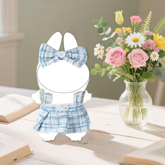 Set van 2 Poppenjurkjes 17 cm - Elegante Mouwloze Jurk met Strijk Haarband - Eenvoudige en Chique Kleding en Accessoires - Blauw van Merkloos — afbeelding 3