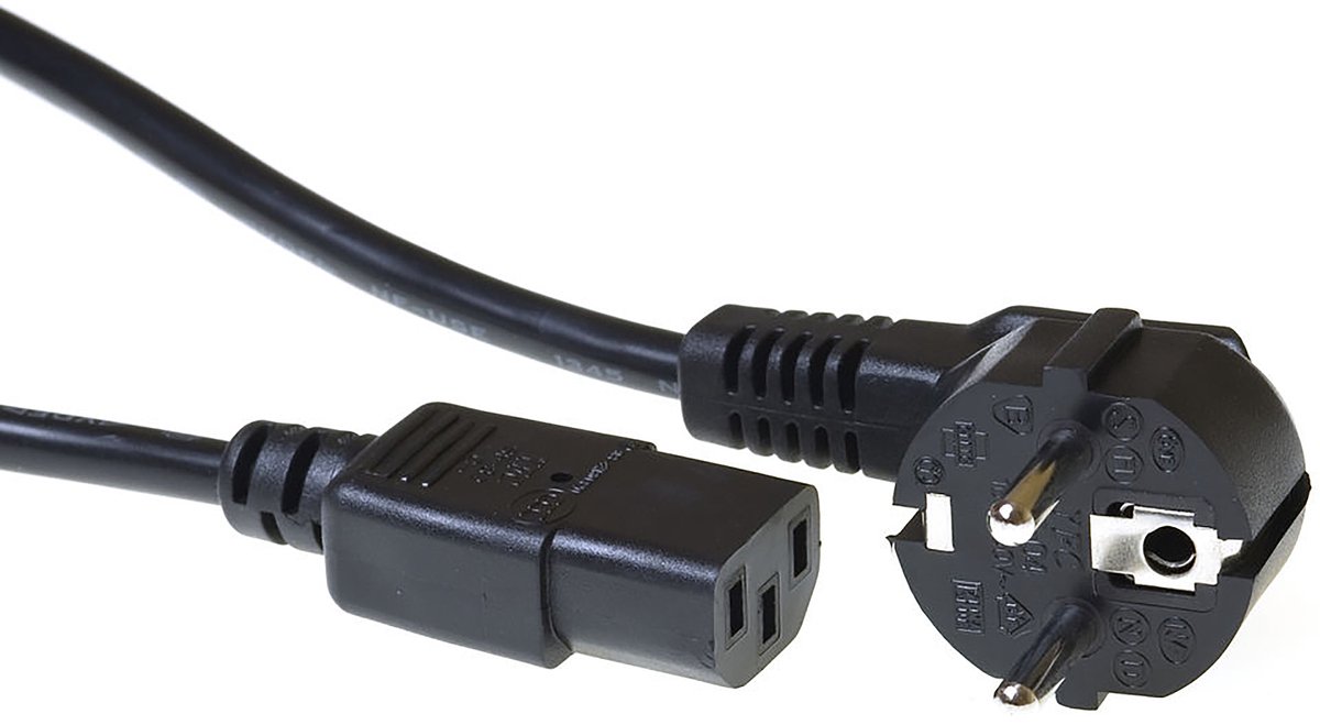 ACT Netsnoer CEE 7/7 male (haaks) - C13 zwart 3 m AK5124