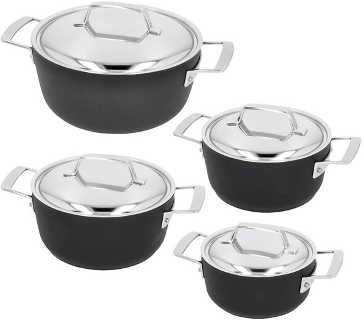 Bol.com Demeyere Alu Pro 5 Duraslide Kookpannenset 4-delig - Kookpannen 16, 18, 20 en 24 cm met deksel - PTFE-antikleeflaag - Ge... aanbieding