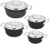 Demeyere Alu Pro 5 Duraslide Kookpannenset 4-delig - Kookpannen 16, 18, 20 en 24 cm met deksel - PTFE-antikleeflaag - Geschikt voor Inductie & Alle Kookplaten